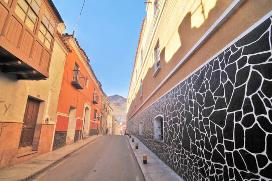 Fototapeta View of the old town of Potosi with colonial streets, Bolivia