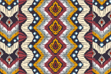 Fototapeta premium Beautiful handmade ethnic pattern drawing Ikat art. Ethnic abstract background art suitable for textile banner wallpaper cut out vector.