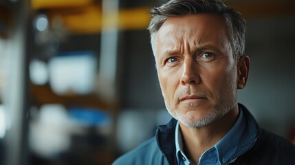 Obraz premium Determined expression of production manager considering process improvement in factory