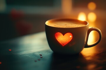 A cup of coffee with a heart drawn on it