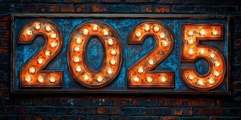 Neon cyberpunk banner of the new year of 2025- ai generated