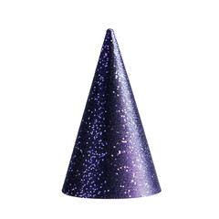 Party hat with glitter for New Year's celebration, isolated on solid white background, , transparent background