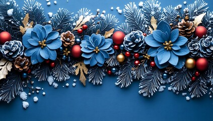 Naklejka premium Blue and Gold Floral Arrangement 