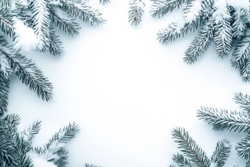 Obraz premium Snow-covered branches form winter wonderland scene