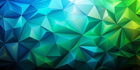 Fototapeta premium A high-resolution, green to blue gradient polygon vector background featuring a futuristic low poly pattern, providing