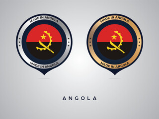 Made in Angola. labels, stickers, pointer, badge and symbol of Angola flag icon. Collection vector illustration