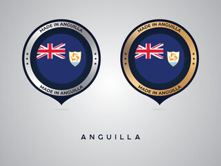 Made in Anguilla. labels, stickers, pointer, badge and symbol of Anguilla flag icon. Collection vector illustration