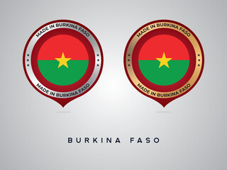 Made in Burkina Faso. labels, stickers, pointer, badge and symbol of Burkina Faso flag icon. Collection vector illustration
