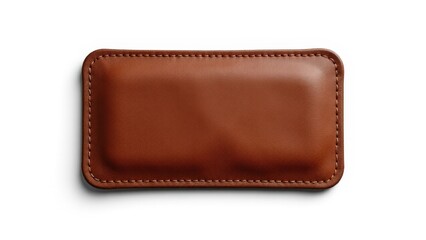 Simple leather logo patch mockup with prominent stitching and smooth texture, ready for branding