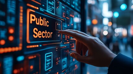 Public sector on screen for government of technology, Public Sector Government People Business Concept