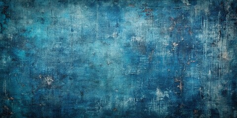 Obraz premium A faded, textured blue canvas with a worn and weathered patina, revealing a history of time and use