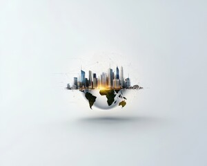 A globe with a city on it