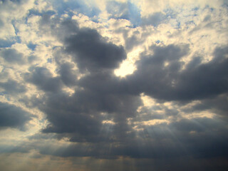 Beautiful clouds in the sky with special lighting.