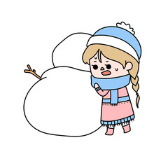 A girl is holding a snowman and a snowflake