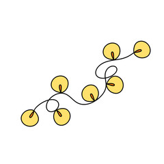 A yellow string of lights with a black line running through it