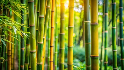 Obraz premium Bamboo grove, deep focus, lush green.