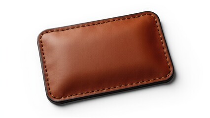 Elegant rectangle patch mockup with rich leather texture, ready for custom designs