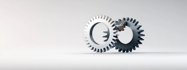 Two gears are shown in close up, one of which is missing a tooth