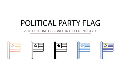 Political Party Flag icon design with white background stock illustration