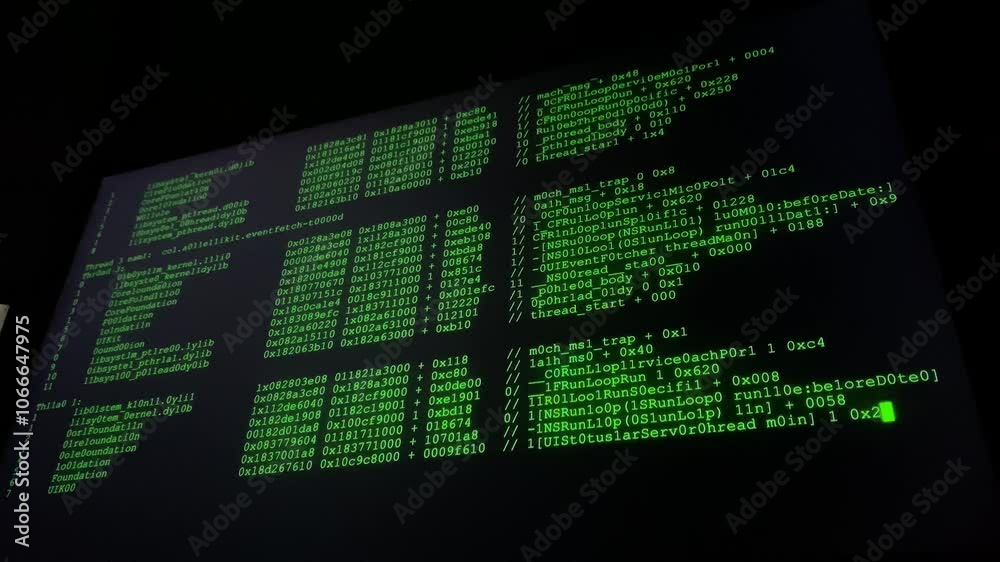 Wall mural computer screen displays binary code
