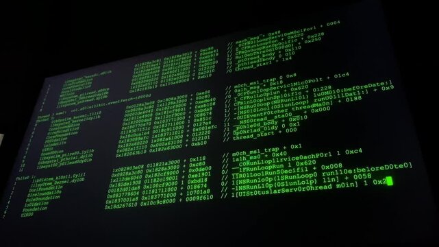 computer screen  displays binary code 