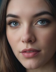 Fototapeta premium Serene Portrait with Striking Blue Eyes in Soft Natural Light