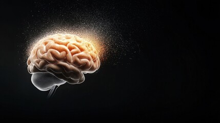 Fototapeta premium A brain is shown in a black background with a lot of white specks