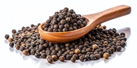 Close-up of a peppercorn heap, scooped spice. © chaowalit