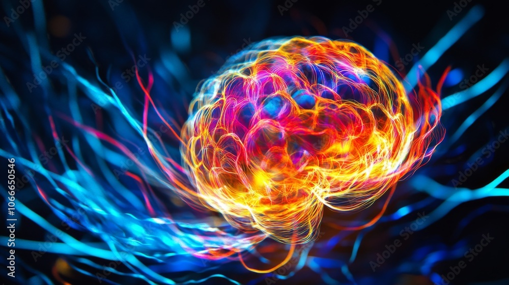 Aufkleber Abstract Colorful Brain with Energy Flow