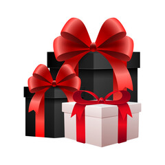 Elegant Gift Boxes with Red Ribbons