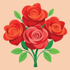 a beautiful bouquet of red roses, elegant arrangement vector art illustration