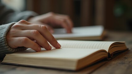 Image of hands and notebook of successful businessman