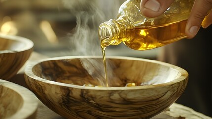 Hand Pouring Essential Oil from Glass Jar.