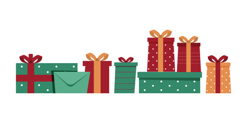 Festive Wrapped Gifts Collection with Ribbons and Bows