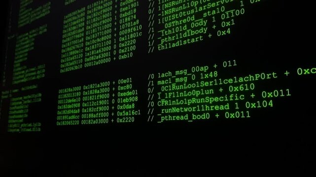 computer screen  displays binary code 