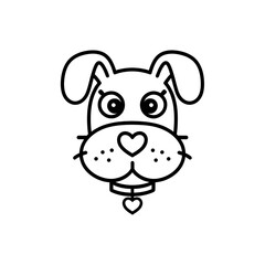 Logo dog with a heart-shaped nose illustration pet-lover chic.