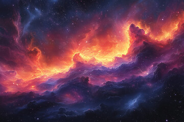 Fototapeta premium vibrant galaxy swirl in fiery red and deep blue hues evokes the cosmic beauty of interstellar clouds