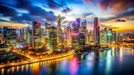 Generative AI captures the vibrant glow of a modern metropolis at night.
