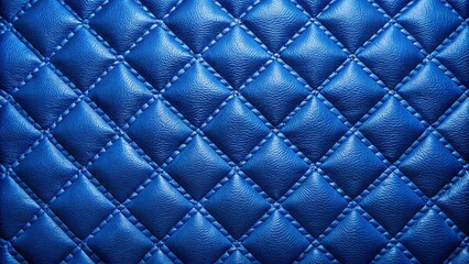 Naklejka premium A Vivid Blue Quilted Leather Texture with Precise Stitching and Subtle Depth