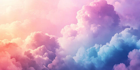 Fototapeta premium Hand painted watercolor of soft, abstract pastel clouds blending in pink, purple, and blue hues