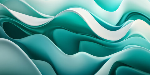 Fototapeta premium A flowing abstract background with gradients of teal and turquoise, mimicking the serene waves of an ocean
