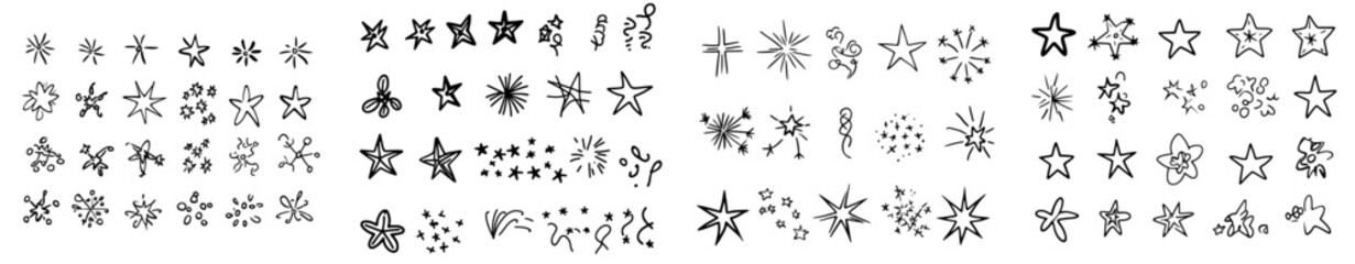 Fototapeta premium Stars and sparkles hand drawn in modern style.