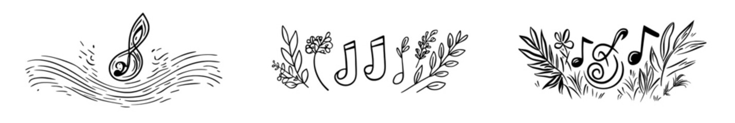 Naklejka premium Abstract wave melody with continuous line. Illustration of musical graphic contour. Minimalistic outline sketch of sound.