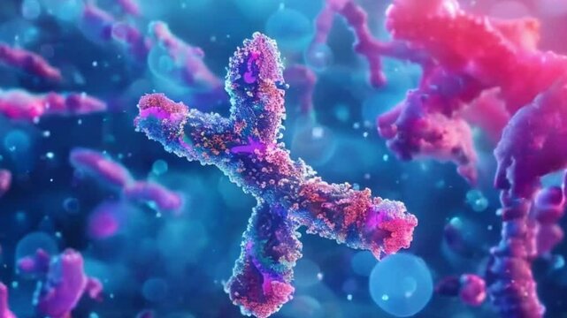 Microscopic view of x chromosomes or bacteria or other microbes bacillus or genetic material cell.1