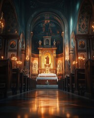 Fototapeta premium The interior of the catholic church