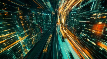 Obraz premium Abstract City Lights in Motion at Night