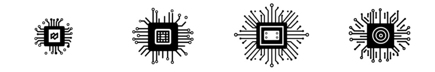 The computer chip icon can be used for web sites, apps, user interfaces, printables, etc. The icon has a line style and can be easily edited. Simple modern design.