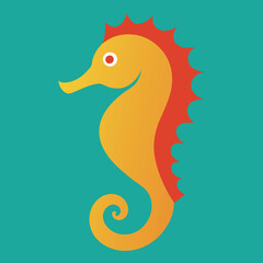 a sea horse vector art illustration