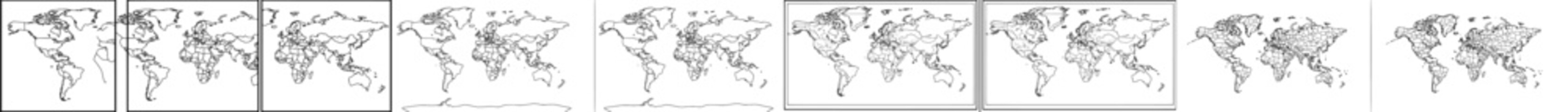 World map illustration with a transparent background.