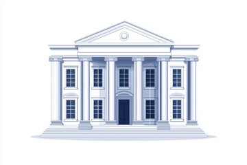 Classic architectural building facade, white isolation background.